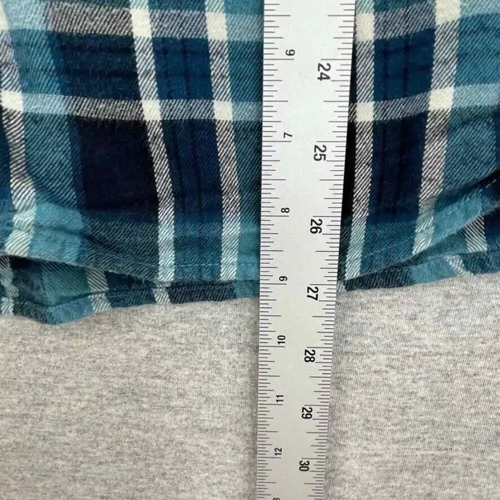 The North Face Shirt Mens Medium Teal Blue Black Plaid Button Up Long Sleeve
